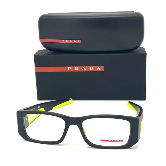 Prada SportPS 03PV17G1O1 Matte Black Yellow/ Demo Lens 55mm Eyeglasses